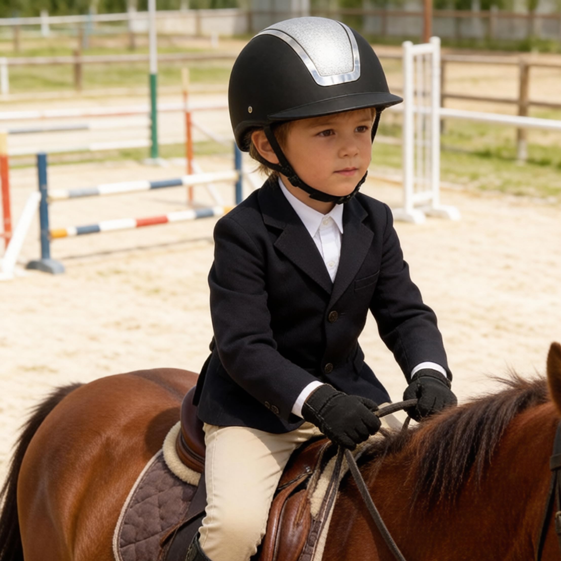 Casco da Equitazione, Casco da Equitazione per Bambini Resistente agli Urti per Allenamento all'aperto - Nero Opaco, vestibilità Regolabile 48-52 cm
