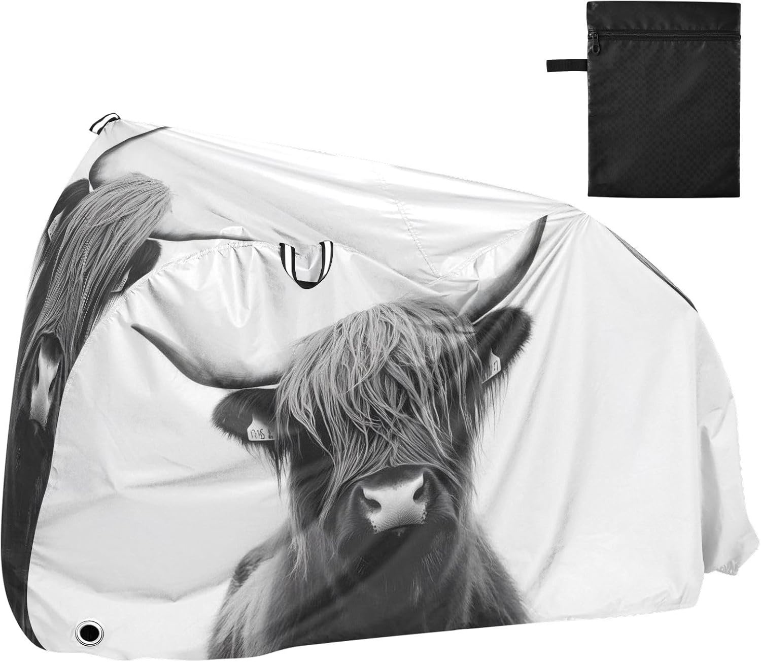 ALAZA Bull Highland Cow Bike Cover Waterproof Outdoor Ebike Bicycle Covers Tarp Protection for 1/2 Bikes, Sun UV Dust Wind Proof