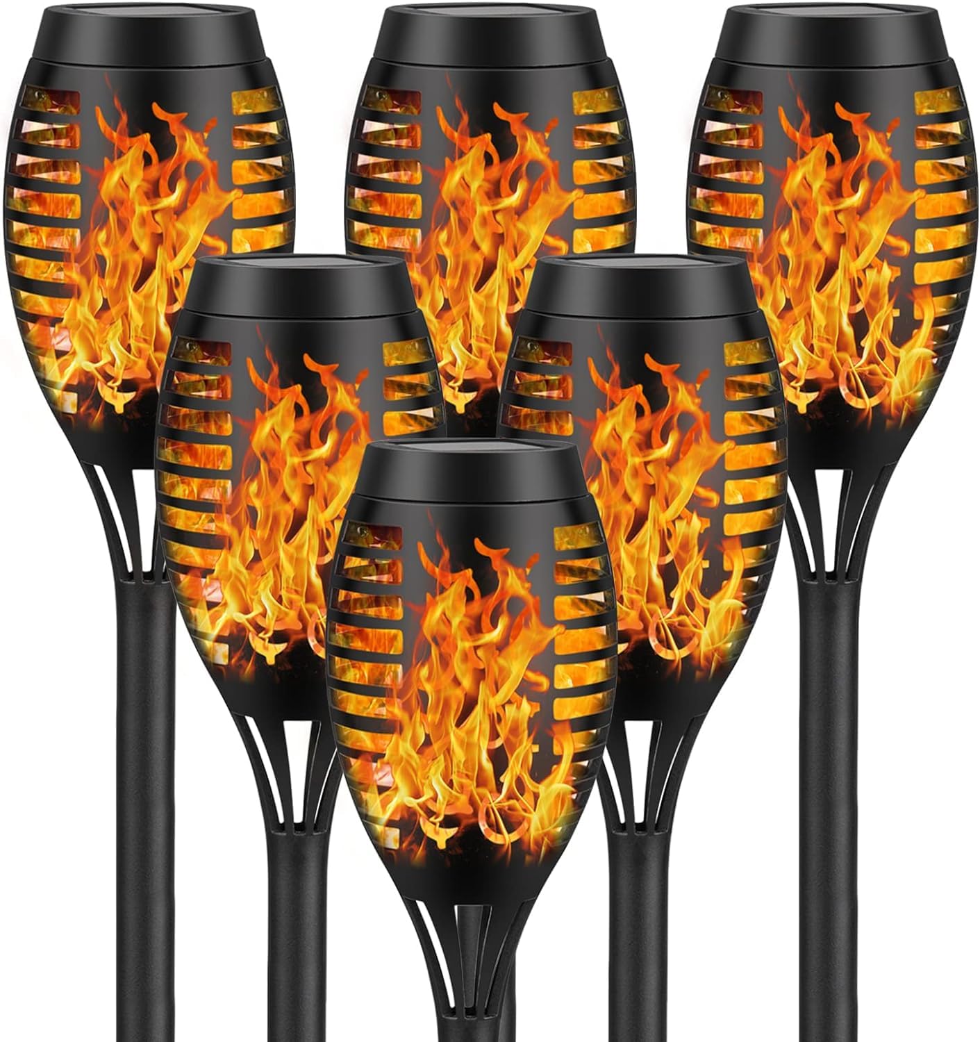 LUOCAI Solar Light Outdoor Garden, 6 Pack Solar Flickering Dancing Flame Lights Landscape Lighting Auto On/Off, Solar Torch Lights for Garden Patio Pathway Yard Halloween Decorative, IP65 Waterproof [Energy Class G]