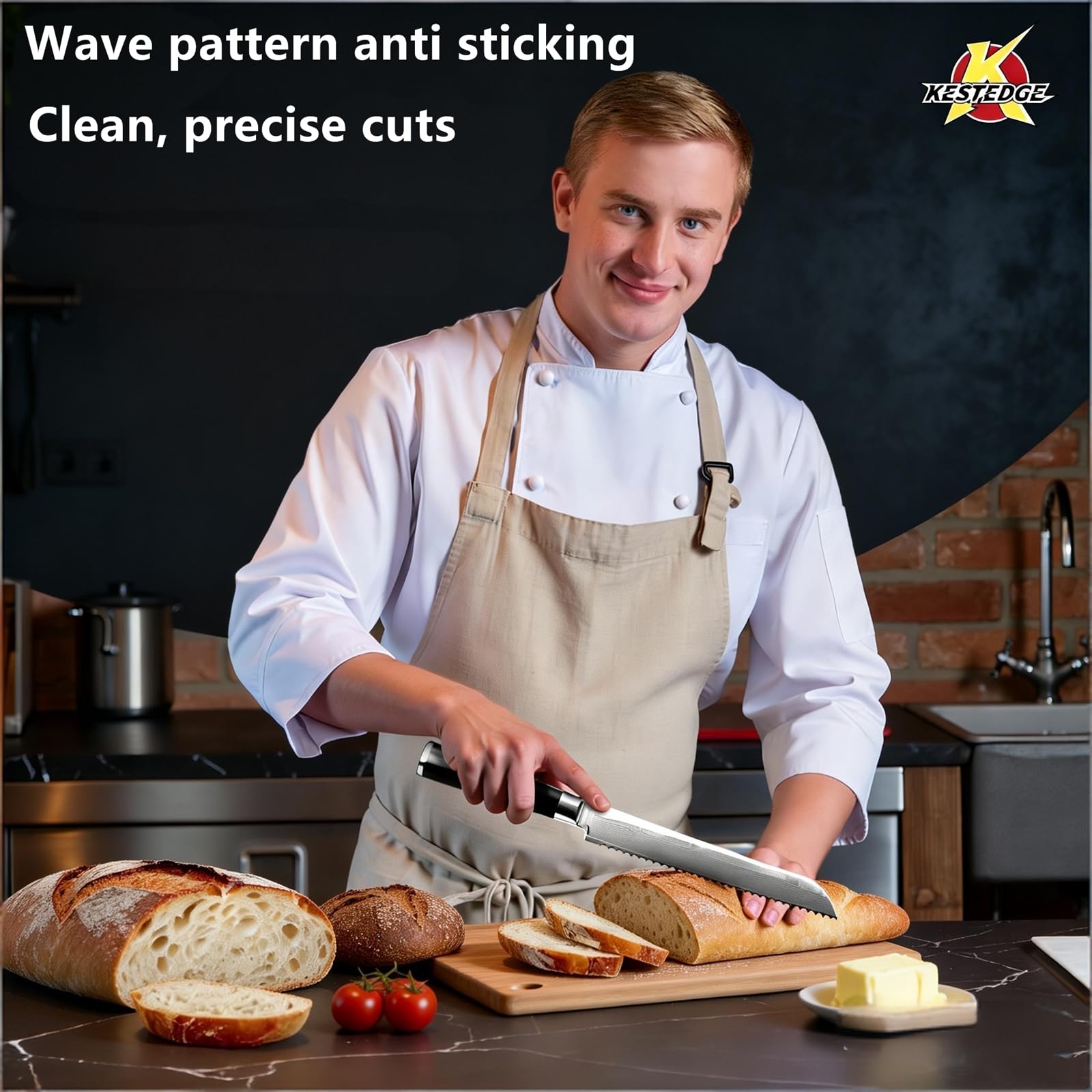 KESTEDGE Sourdough Bread Knife - Micro-Serrated -4 KESTEDGE Sourdough Bread Knife - Micro-Serrated -4
