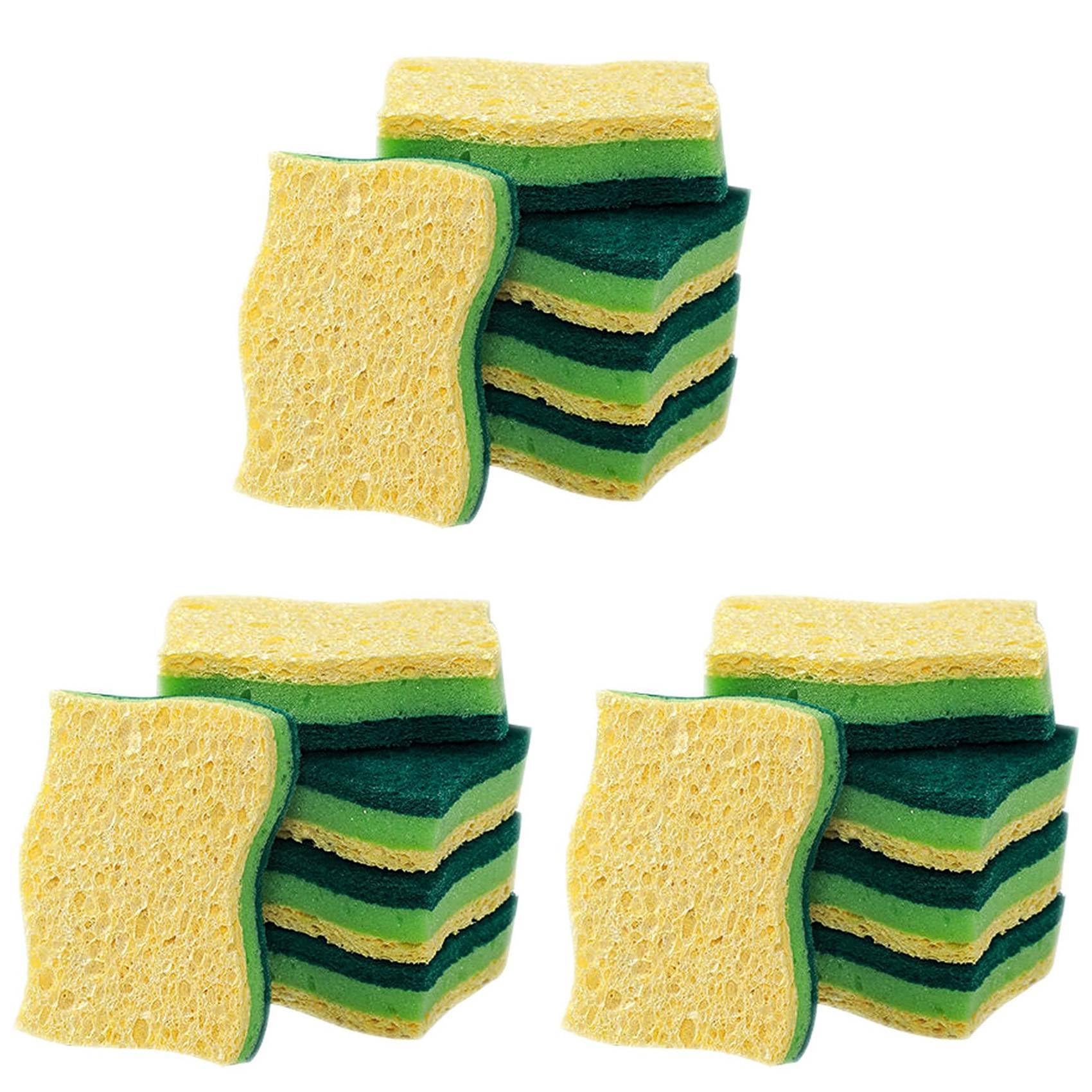 Hndhbfgrt Non-Scratch Cellulose Household Kitchen Sponges, Dishes Sponge 15 Packages,Multi-Use Dish Scrubber Sponge for Household