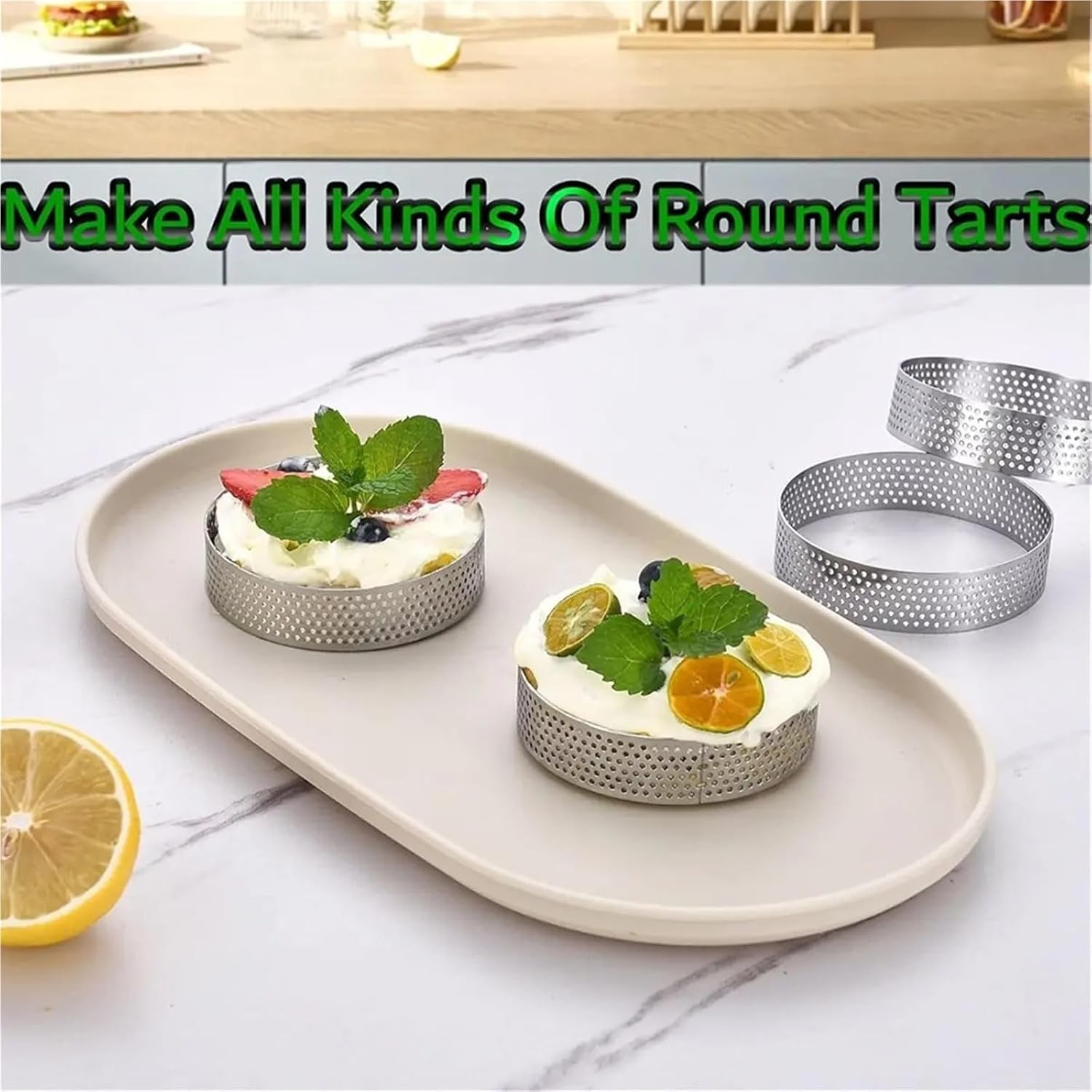12Pack 3.15 Inch (8cm) Round Tart Rings Metal Mousse Cake Pastry Mold for Baking Fruit Tarts Crust