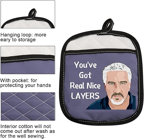 Vista 9 de Almohadillas para horno inspiradas en Baking Show con bolsillo You've Got Real Nice Layers Regalo para amantes de los horneados