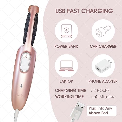 Miniatura 3 de Potente varita eliminadora eléctrica de callos Lima de pies, amoladora y depuradora recargable, elimina la piel muerta, dura y callos La mejor