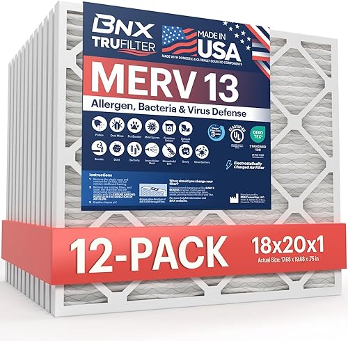 Miniatura 174 de BNX MERV 13 - Filtro de aire plisado electrostático, 20 x 23 x 1 pulgadas (6 pzas), fabricado en EE. UU., filtros de aire HVAC para alergias, polen