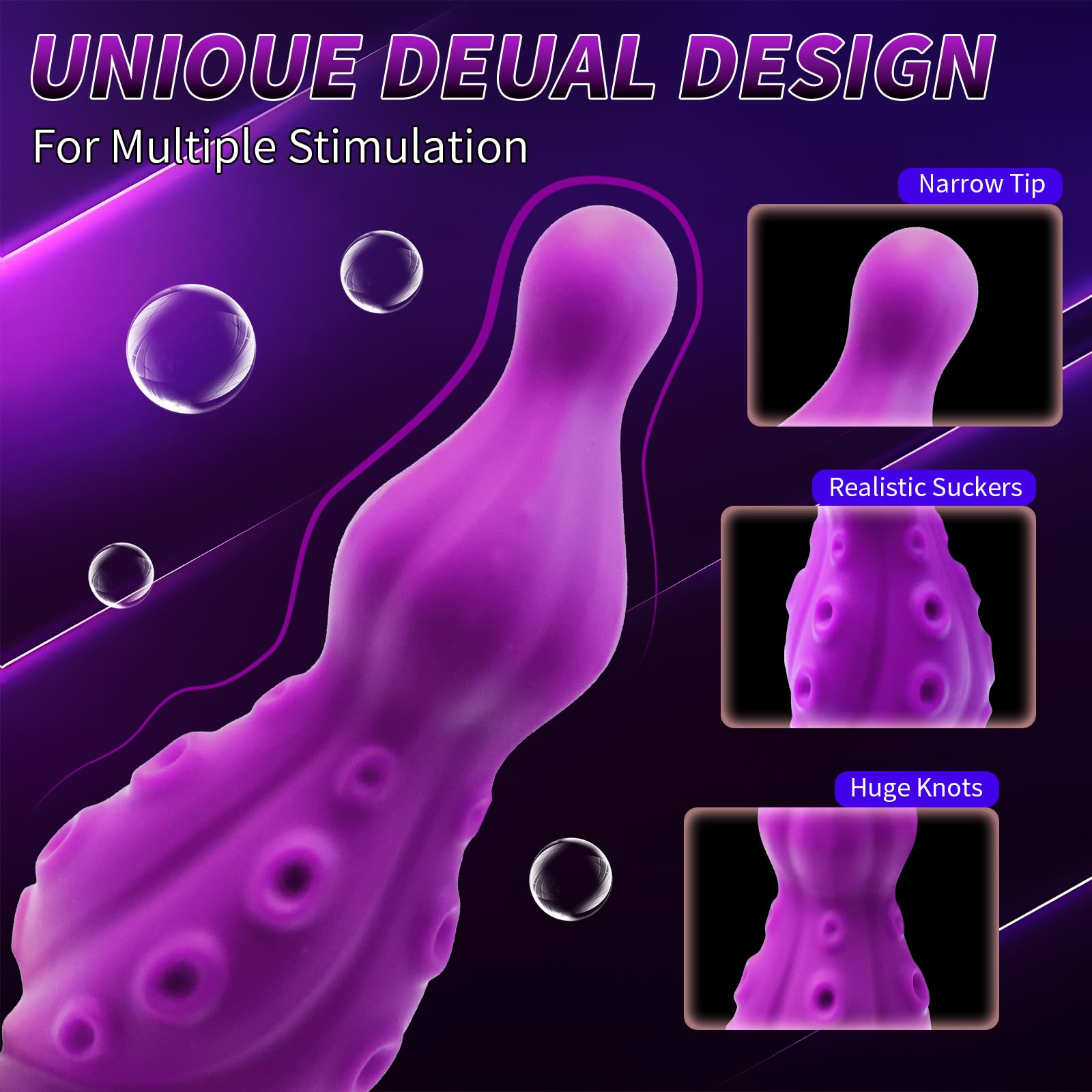 7.9" Large Butt Plug Huge Anal Plug, Tentacle Dildo Anal Stretcher, Fantasy Monster Anal Plug Prostate Massager for Men & Women,Thick Sex Toys Dilator for Gay(Purple): XL Purple octopus