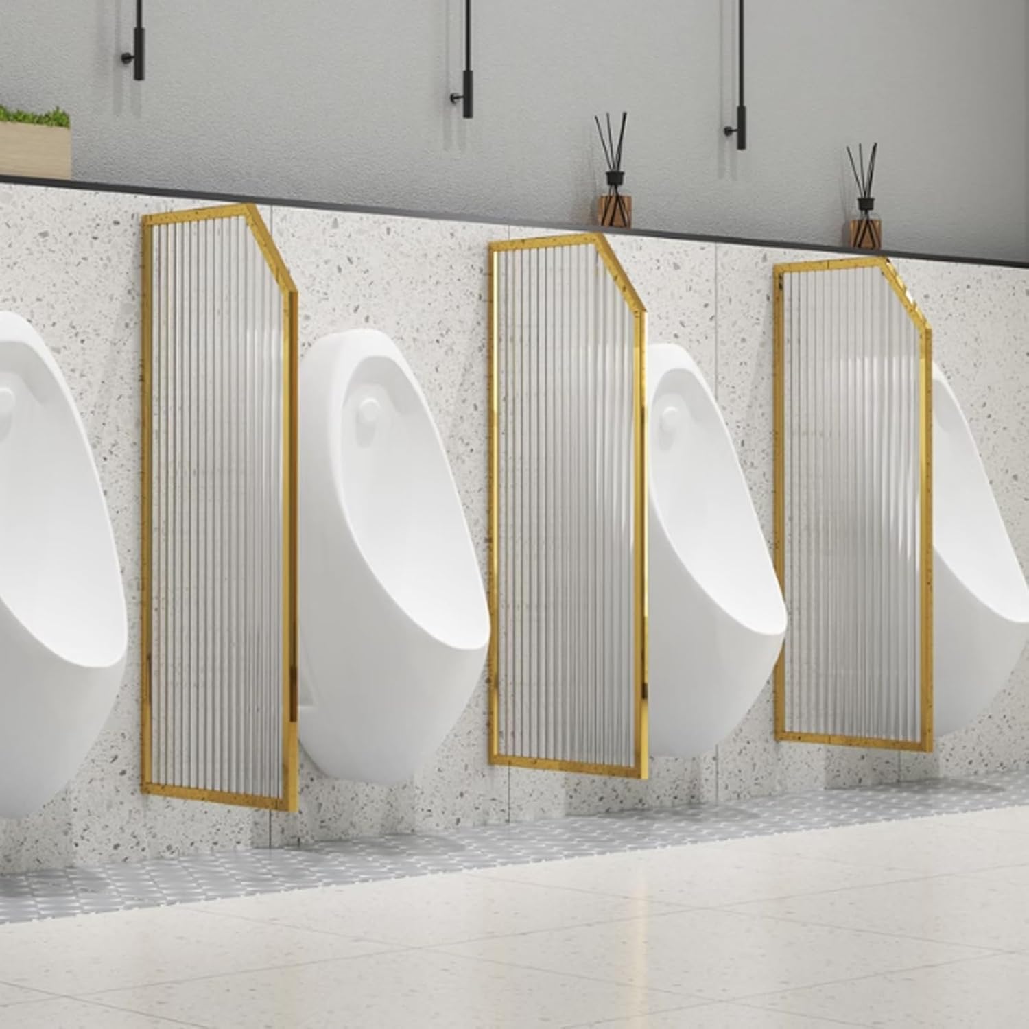 Glass Room Divider Office Partition Tempered Glass Panels Table Dividers Panels Partitions，Transparent Glass Urinal Divider for Men, Enhancing Public Restroom Privacy, Ideal for Hotels, Scho