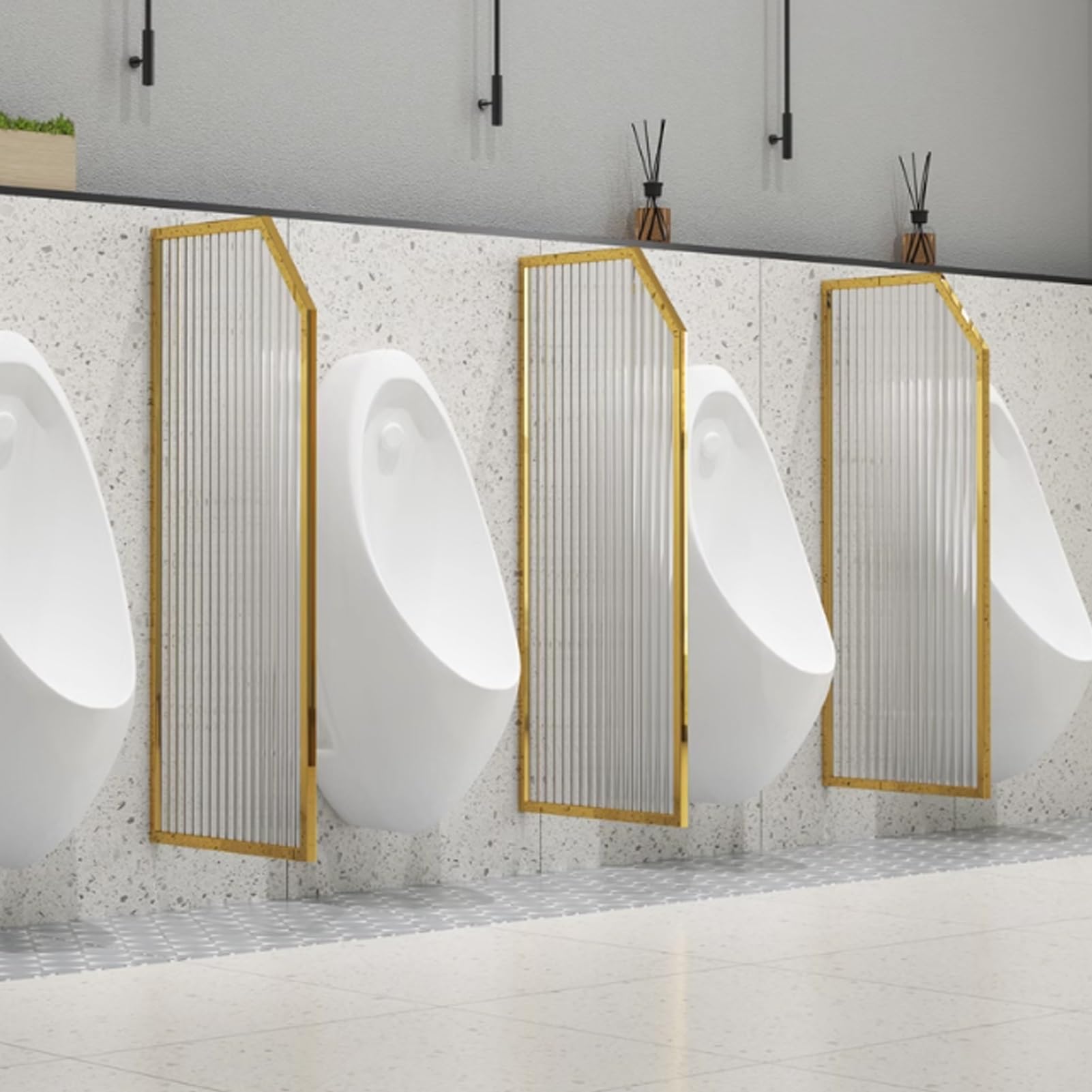 Cloison d'urinoir en verre transparent pour hommes toilettes