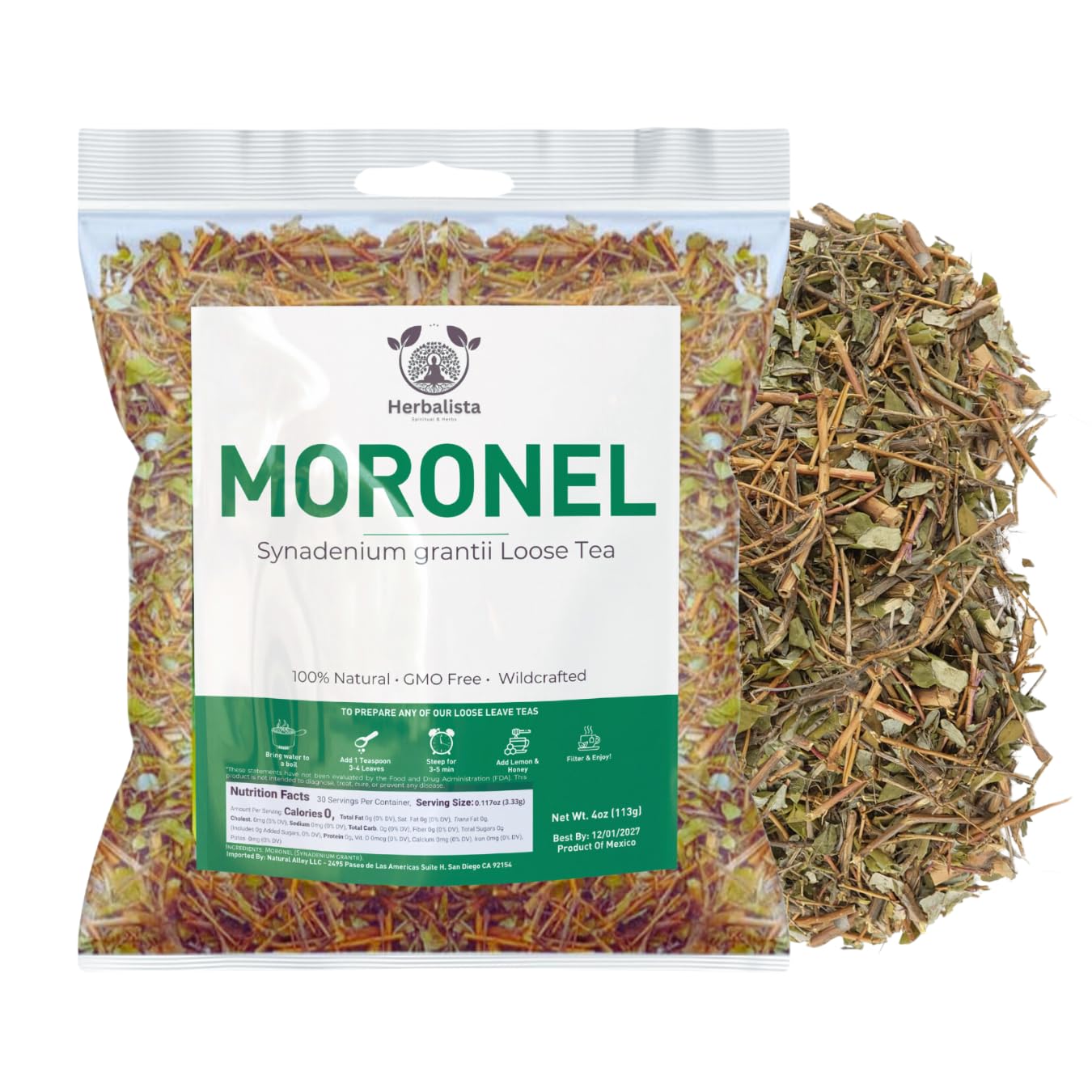 Herbalista - Premium Moronel Loose Leaf Tea 4oz (114g) | Planta de la Vida | Synadenium Grantii | Wildcrafted, Non-GMO, All-Natural Wellness Tea |