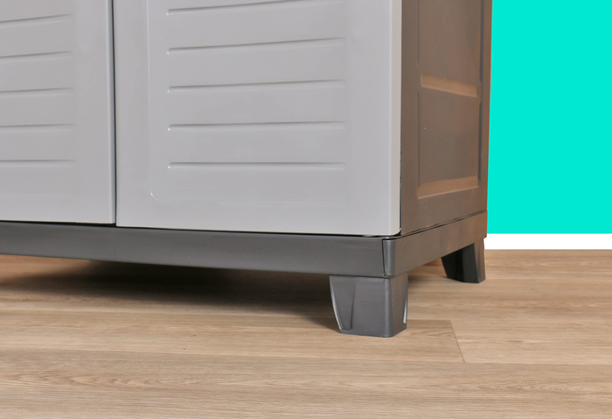 Kreher Hochwertiger Kunststoffschrank der Elite Serie mit 2 verstellbaren Einlegeböden und je 20kg Tragkraft - mittlere Version