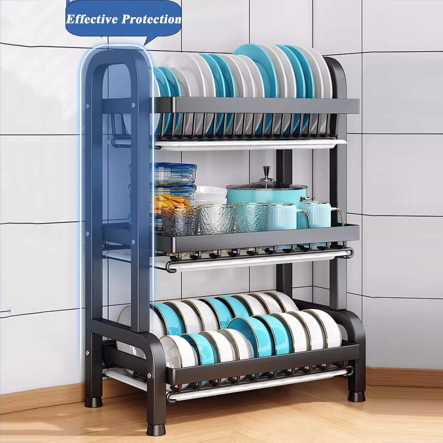 YSUEFIJO Bakers Rack with Storage, Industrial Microwave Oven Stand, Kitchen Utility Storage Shelf, Storage Shelf with Mesh Panels, Coffee Bar Station, for Kitchen Living Room