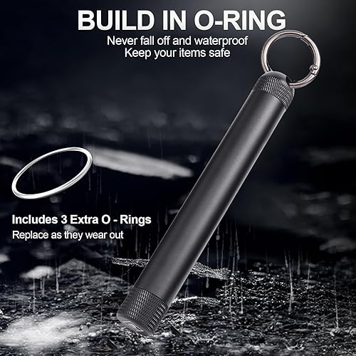 Miniatura 3 de Contenedor hermético - Contenedor de tubo de botella de almacenamiento de metal - Funda impermeable - Tubo de almacenamiento de llavero - Contenedor