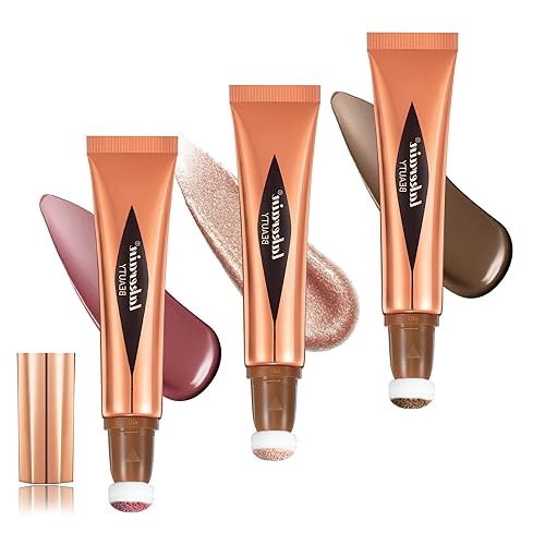 3 unidades de barra de belleza líquida, resaltador de maquillaje, rubor, resaltador líquido, barra de contorno, barra de belleza multifuncional,