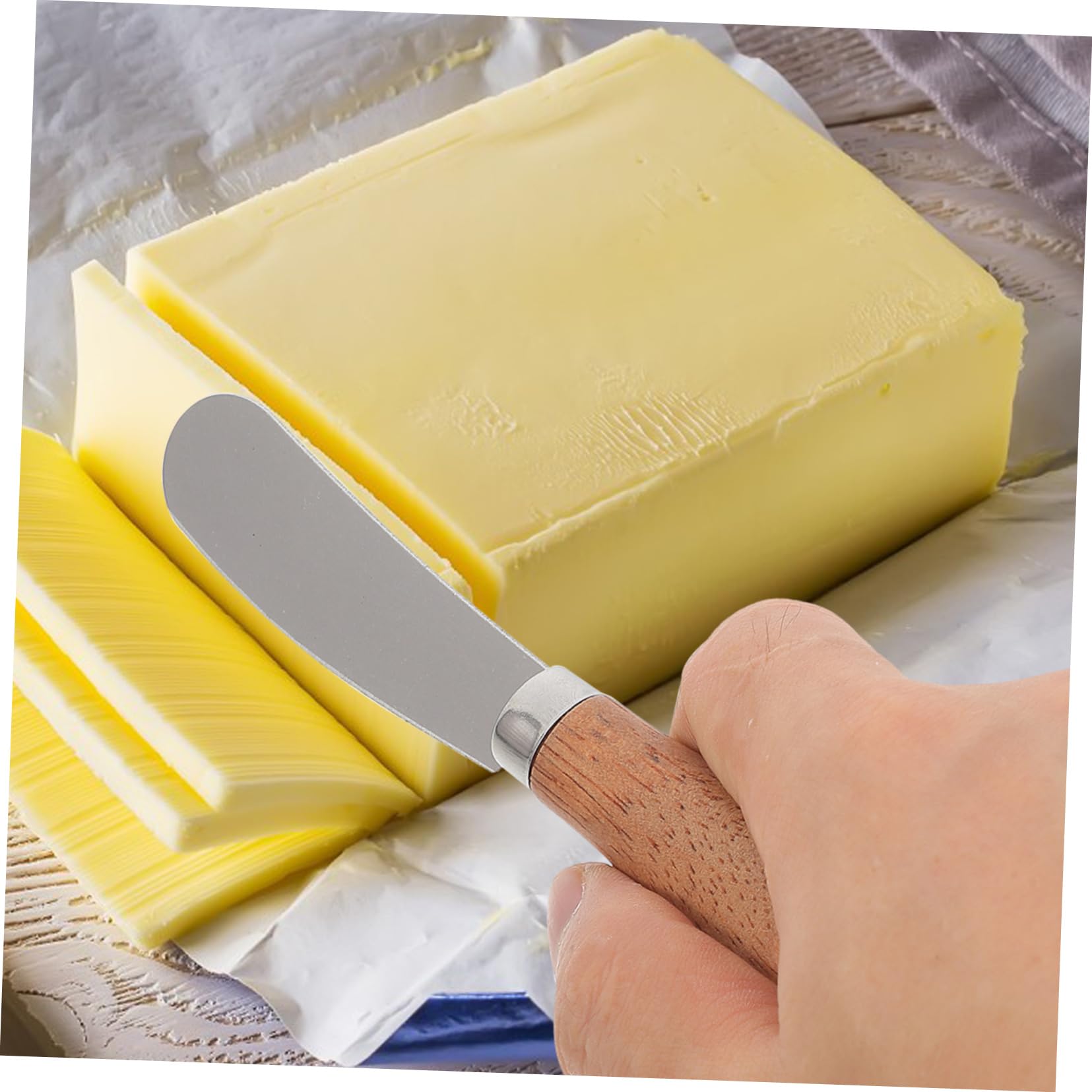 GRIRIW 4pcs Cheese Knife Butter Knife Cheese Slicer Bread Slicer Cheese Cutter Butter Slicer Jam Bread Scraper Household Butter Spatula Portable Butter Spreader Small Butter Scraper Wood
