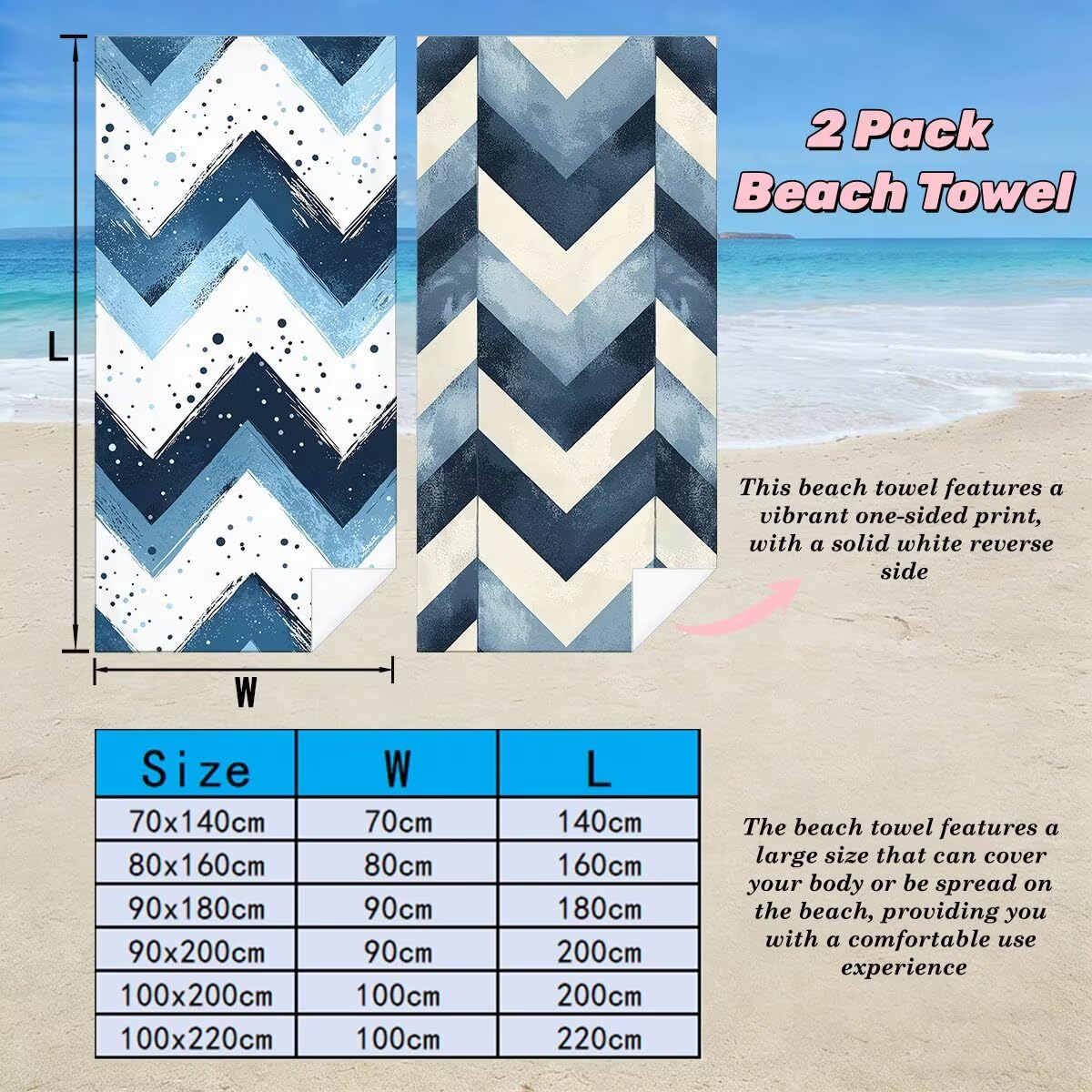 Toalla Playa 90x180 cm, Toalla Gimnasio Microfibra Secado Rapido, Juego de 2 Antiarena Toallas de Playa, Ligera Compacta Toallas Microfibra Grande para Viaje, Regalo Hombre Regalo Mujer (Retro) -4717