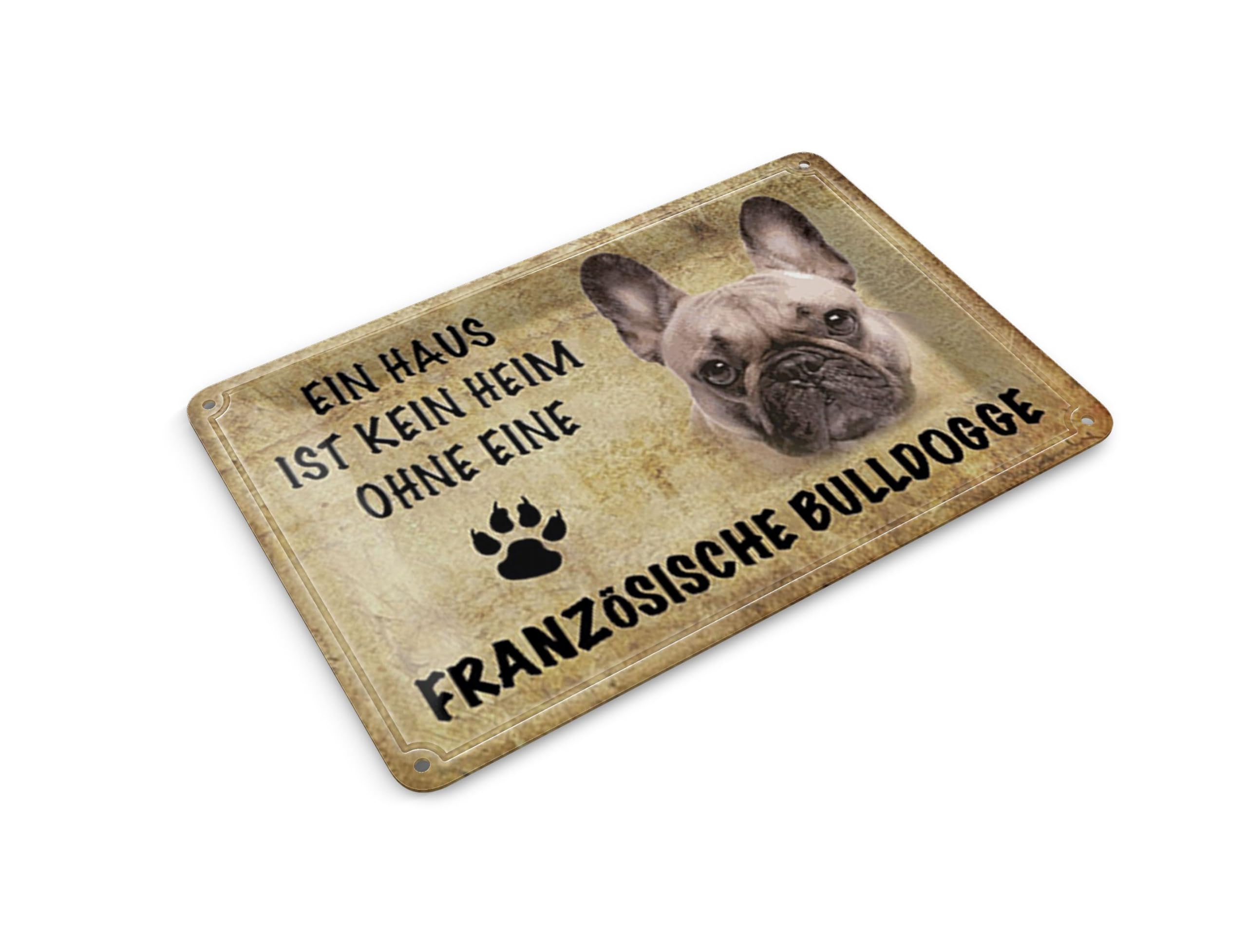 Femer Tin Postcard Saying 14 x 10 cm French Bulldog Dog Decorative Sign