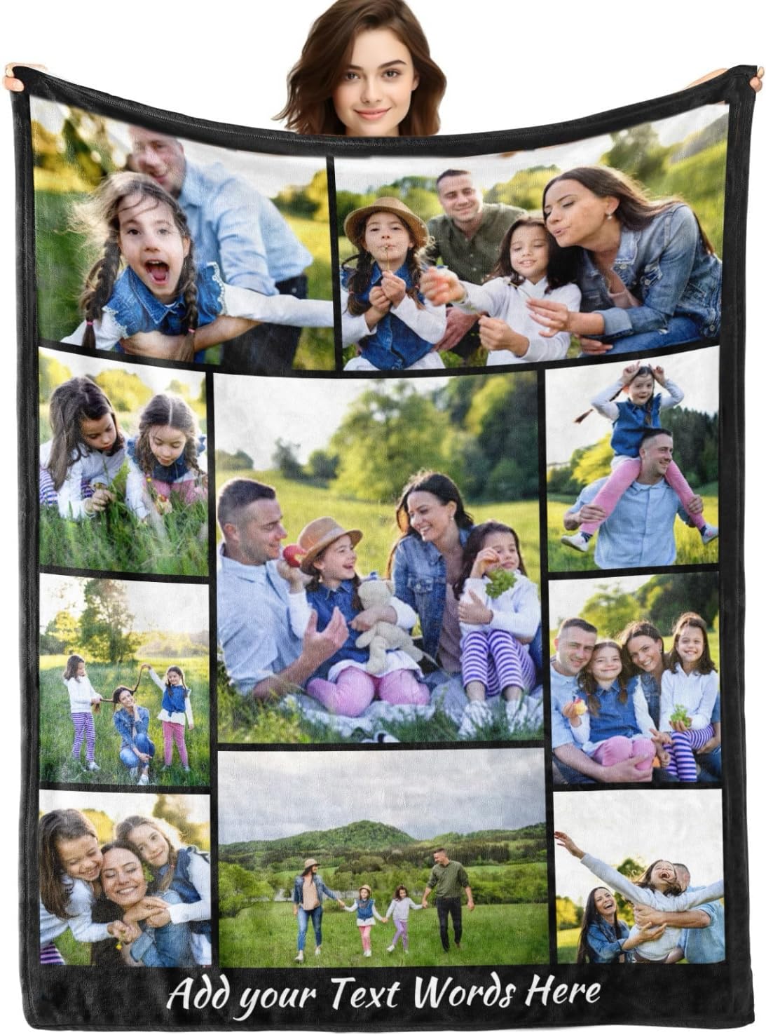 Bemaystar Personalised Blanket, Custom Blanket,Custom Gifts for Mum Dad Couples Family,Customised Blanket with Picture Text