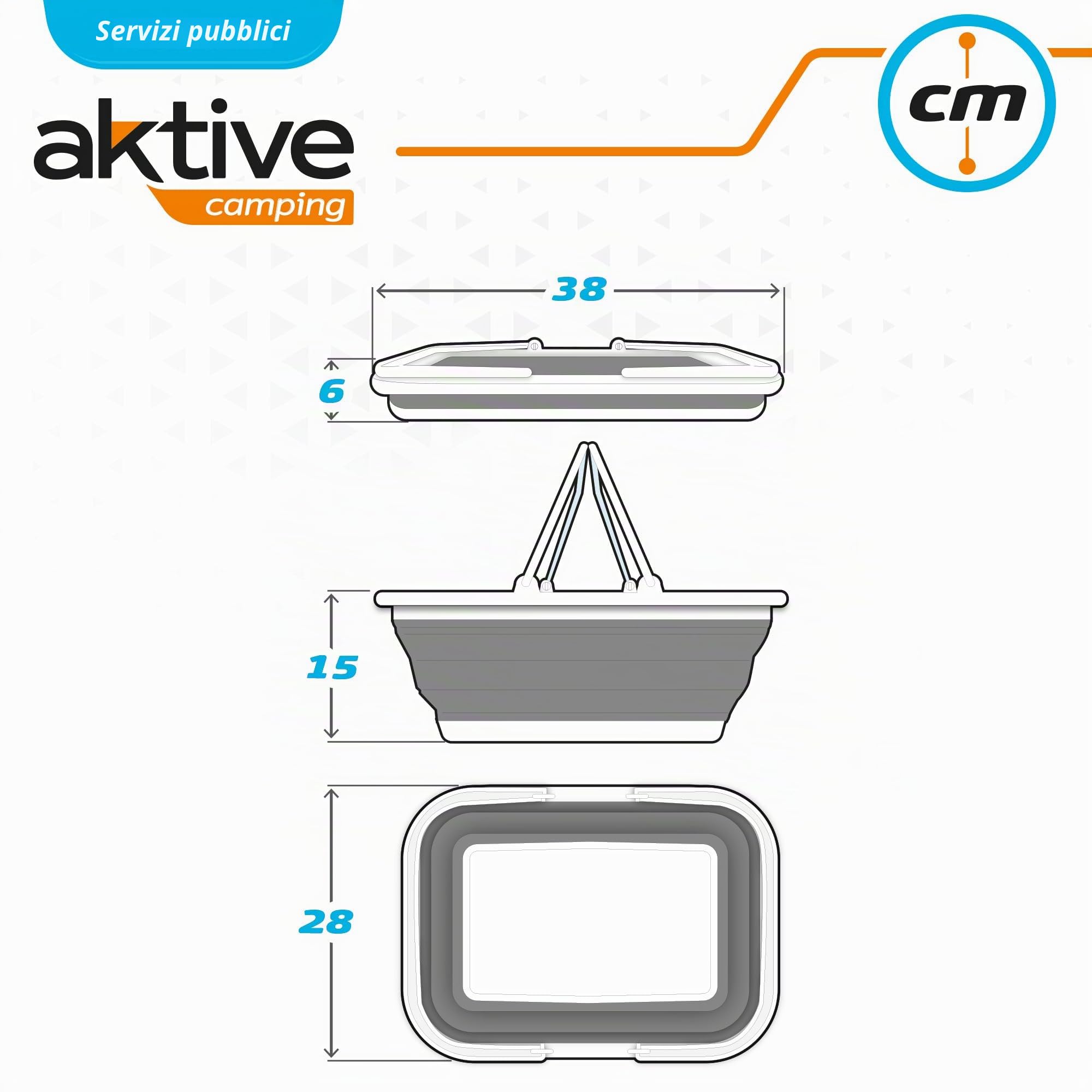 Aktive 52986 - Cestino pieghevole per campeggio e picnic | Cestino con maniglie, Cestino da picnic | Capacità 8,5 L | Materiale plastico e TPR | Accessori da campeggio