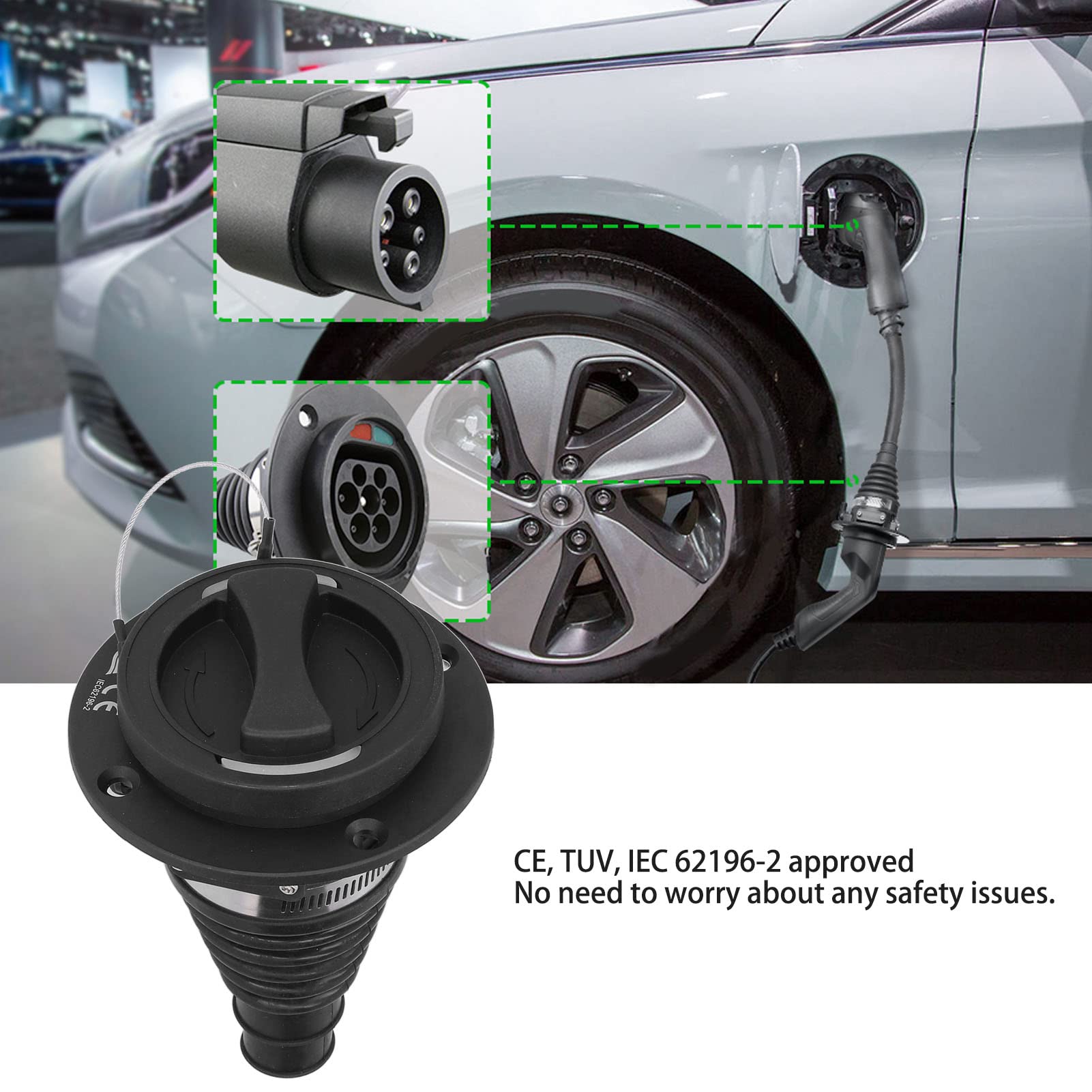 Presa di Ricarica per Veicoli New Energy, Presa di Ricarica per Veicoli Elettrici Tipo 2 Trifase 480 V 16 A 32 A Universale CE TUV IEC 62196-2 Approvato (nero)