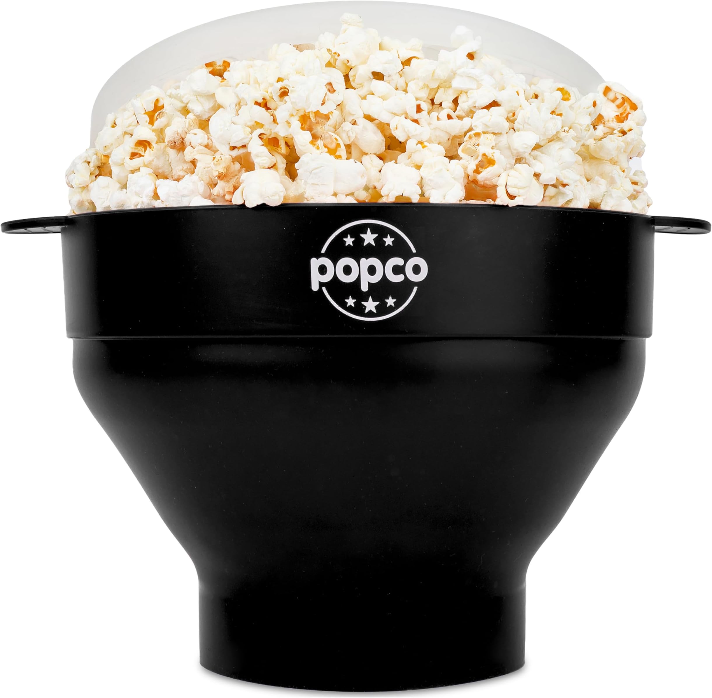 Popco Silicone Popcorn Maker - Microwave Popcorn Popper with Handles - Collapsible Bowl, Heat-Resistant, Easy to Clean, Ideal for Family Movie Nights, 15-Cup Capacity - Black
