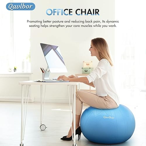 Miniatura 5 de Bola de yoga para embarazo, bola de parto extra gruesa de 0.069 pulgadas para embarazo, pelota de ejercicio antiestallido de 600 libras para