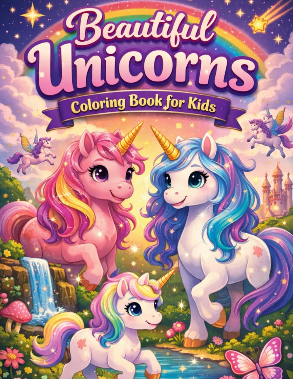 Unicorns: Beautiful Unicorns (Beautiful Unicorns, Learning and Tracing the Alphaets, and Magical Adventures)