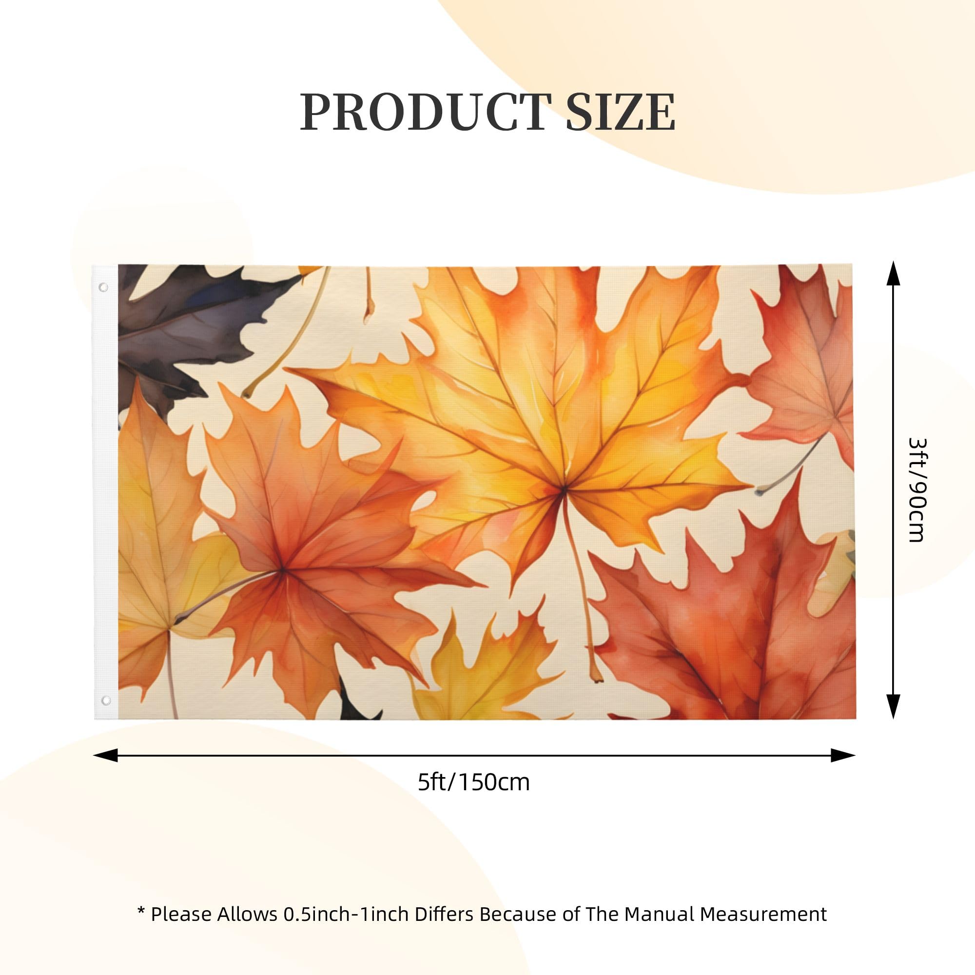 Herbstblätter-Ahorn Flagge 90x150 Cm – Doppelseitig, Polyester, Für Garten & Haus, Wetterfest
