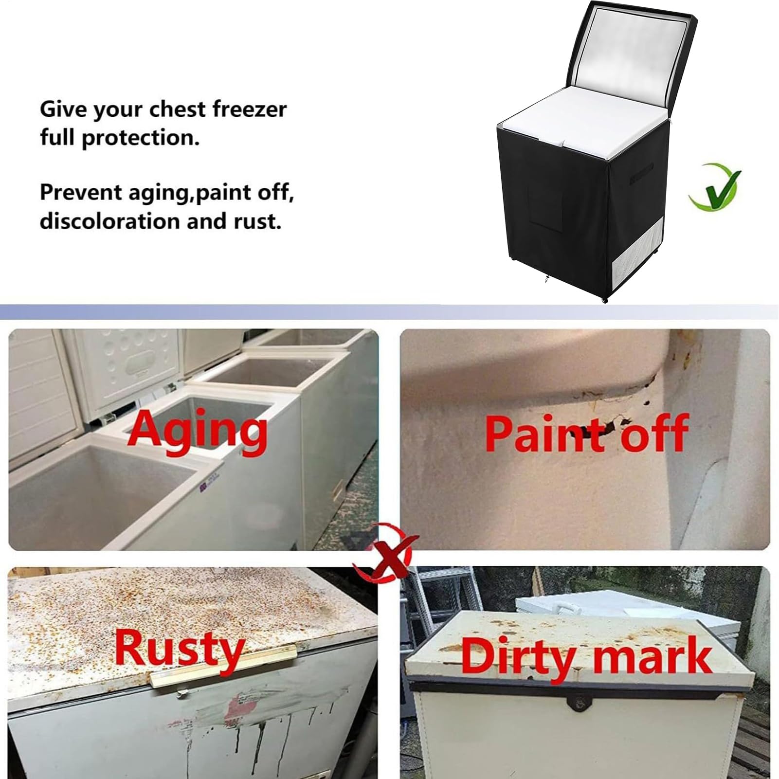 Funda para Congelador Profundo | Cubierta Protectora Impermeable y contra Polvo para Congelador,Tela Oxford con Doble Apertura para Electrodomésticos de Exterior