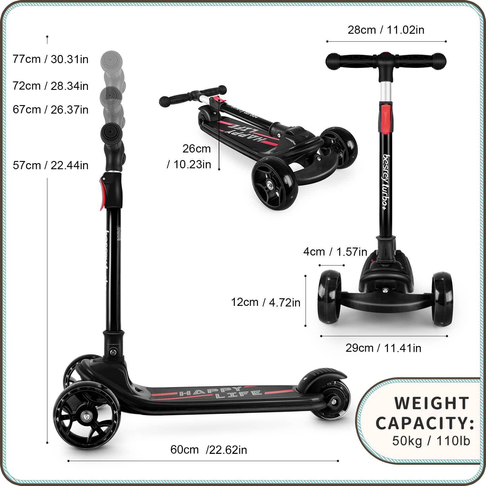 Buy besrey Kids Scooter Big Wheels Foldable Kick Scooter with