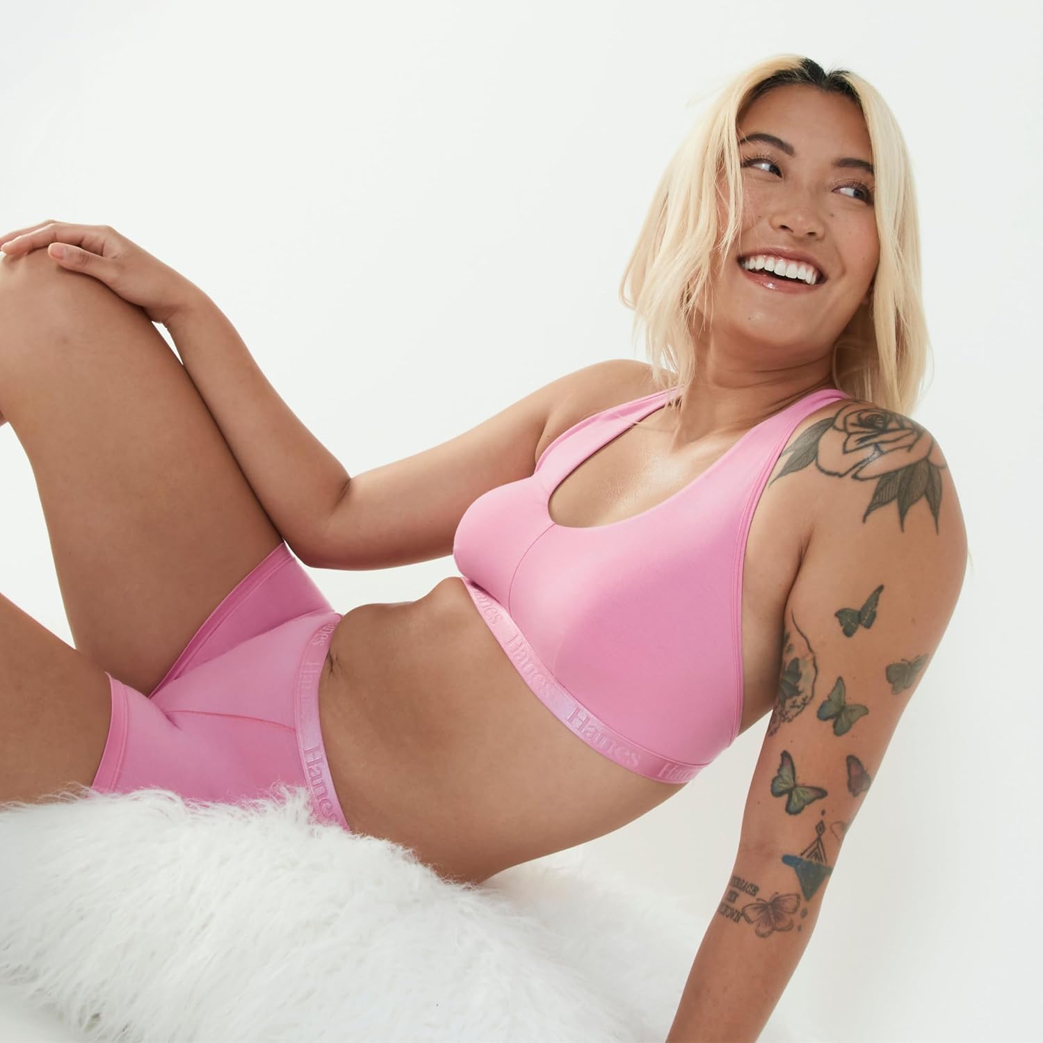 Hanes Womens Originals Ultra Supersoft Racerback Bralette, Viscose from Bamboo Bralette - Image 3