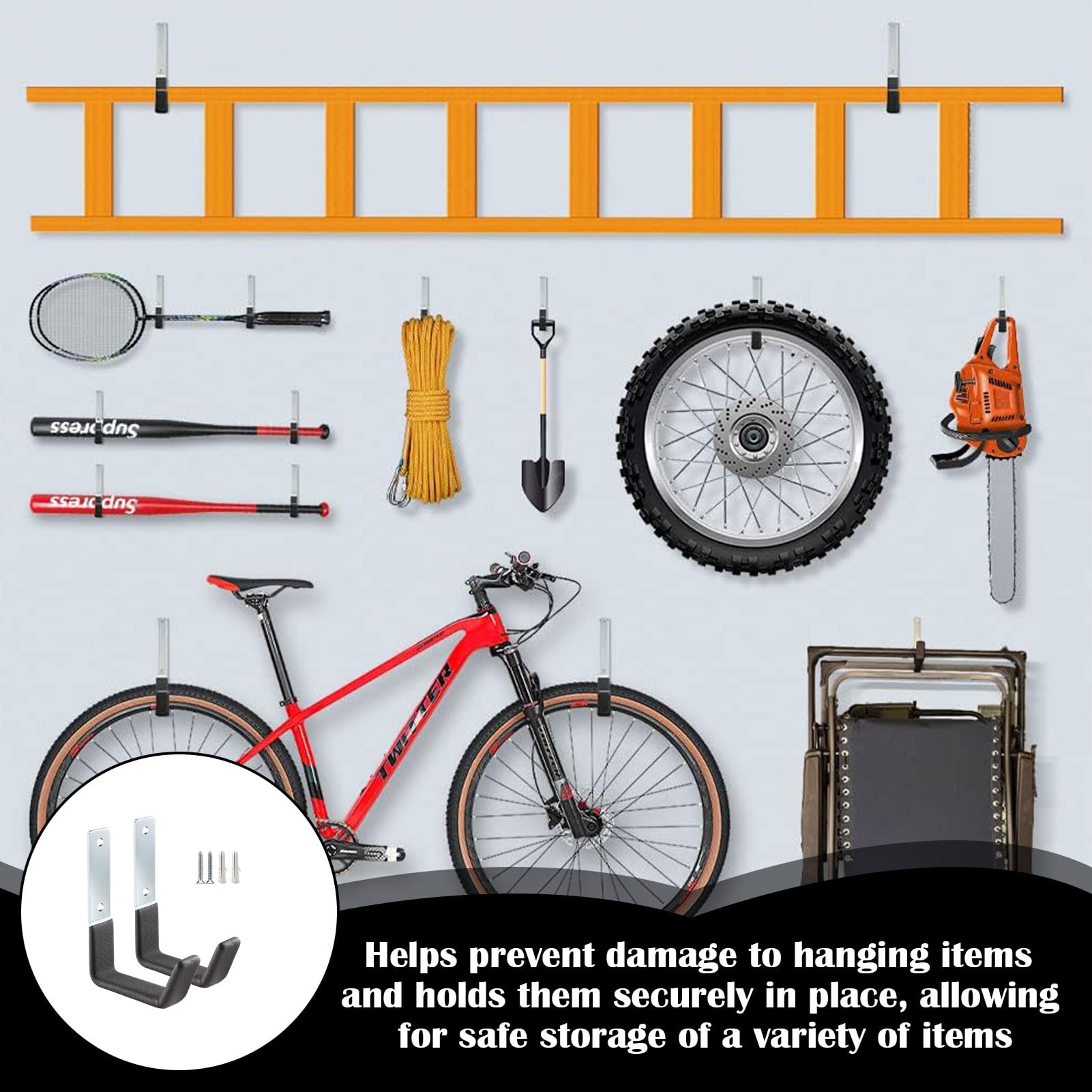 J Form Garage Haken,2 Stück Schwerlast Wandhaken,Utility-Haken für Garagenwand,Schwarz Universalhaken zum Schrauben,Wandhaken Garage,Schwerlasthaken zum Aufhängen,Sperrige Artikel Wandhalterung