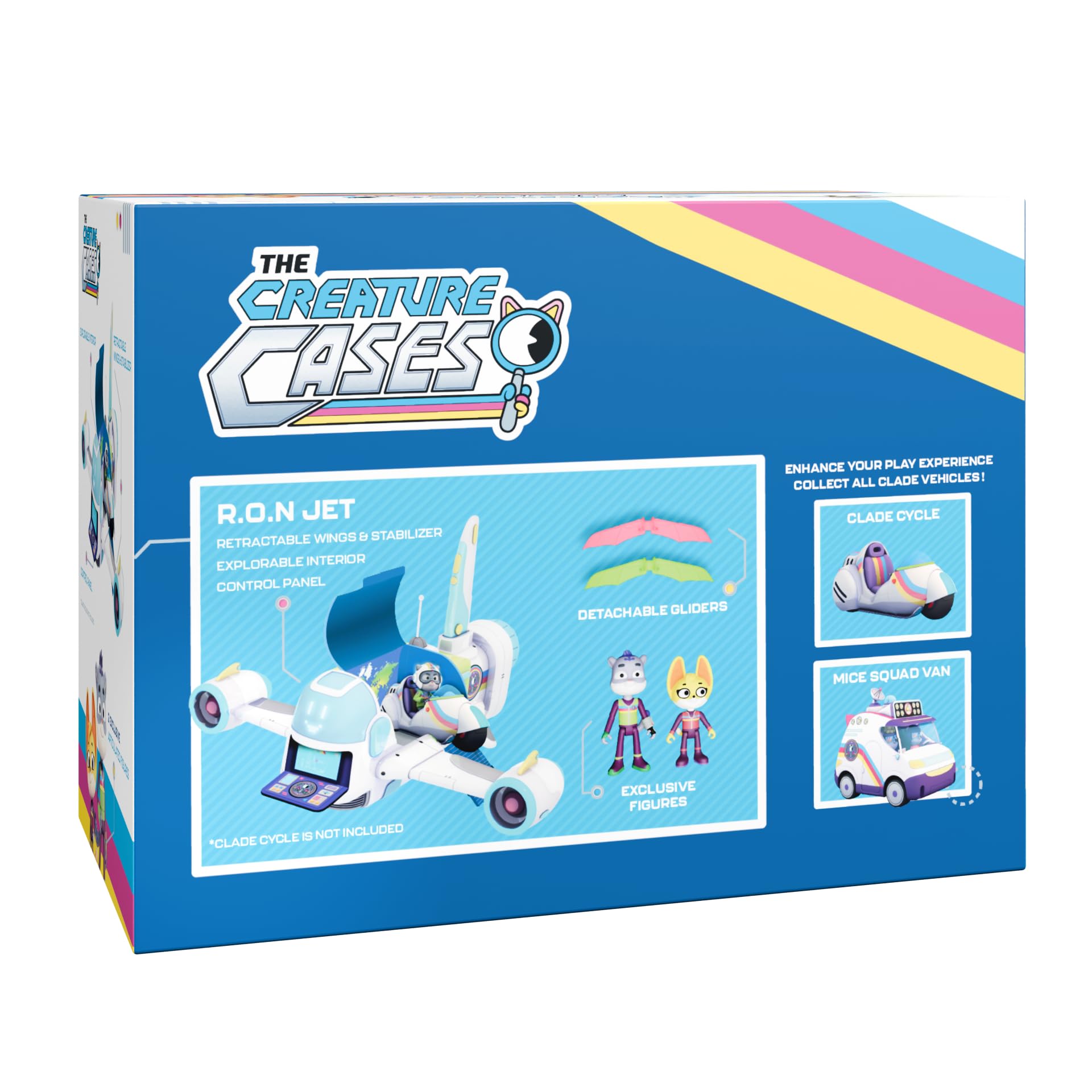 BANDAI - Wilde Ermittlungen – R.O.N Jet Box – Flugzeug mit 2 exklusiven Figuren und abnehmbaren Segelflugzeugen – Interaktives Fahrzeug für Kinder der Creature Cases Serie – Spielzeug für Kinder ab 3