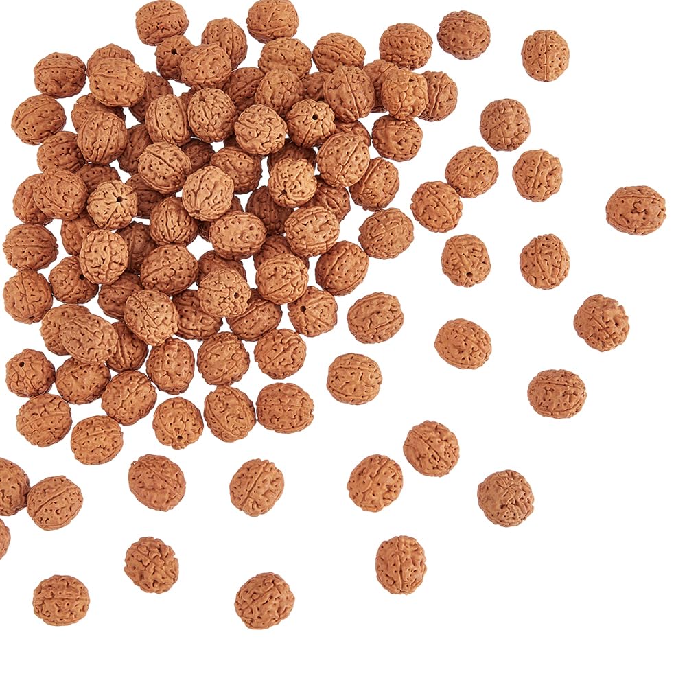 DICOSMETIC 100Pcs Rudraksha Beads Meditation Prayer Beads 13.5x12.5-13mm Round Wooden Bodhi Bead Natural Wood Mala Bead for DIY Bracelet Necklace Jewelry Making, Hole: 1.2mm