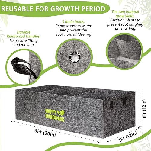 Miniatura 4 de Bolsas de cultivo de tela, paquete de 2 camas de jardín elevadas con asa para jardinería de hierbas vegetales, macetas de tela para interiores y