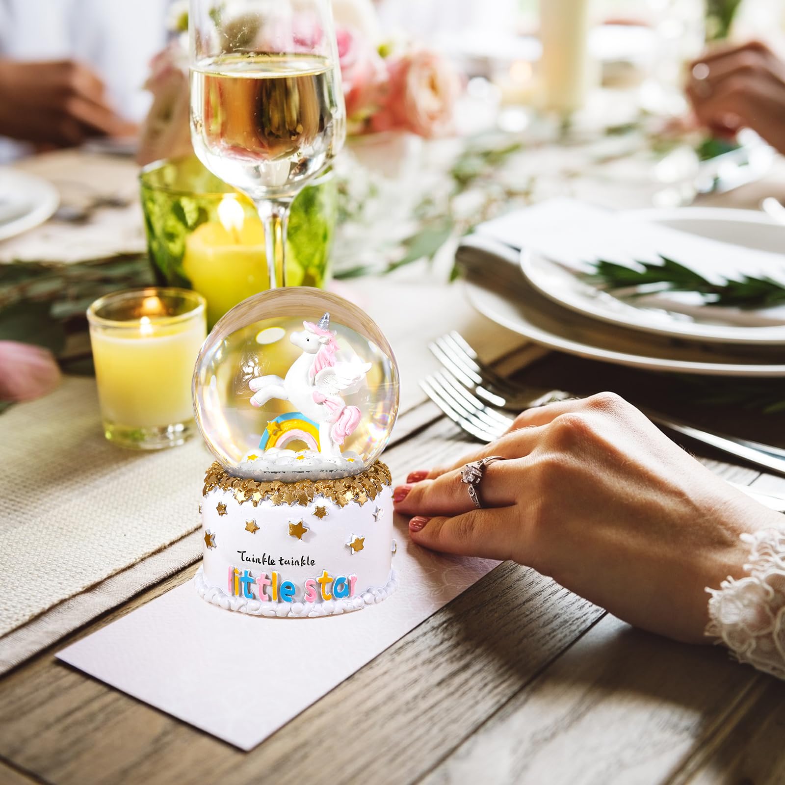 Bola de Nieve de Regalo de Cristal,Caja de Música,Globo de Agua, Adorno de Escritorio Melodía para Niñas, Nietas, Escritorio Ornamento Decoración de Escritorio