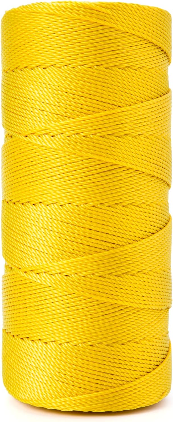 HONGDA Twisted Nylon String, #15 x 1000FT Mason Line String, Nylon Twine for Masonry Job, Trot Line, Decoy Line, Net Making and Mending, Workshop, Crafts, Gardening Yellow