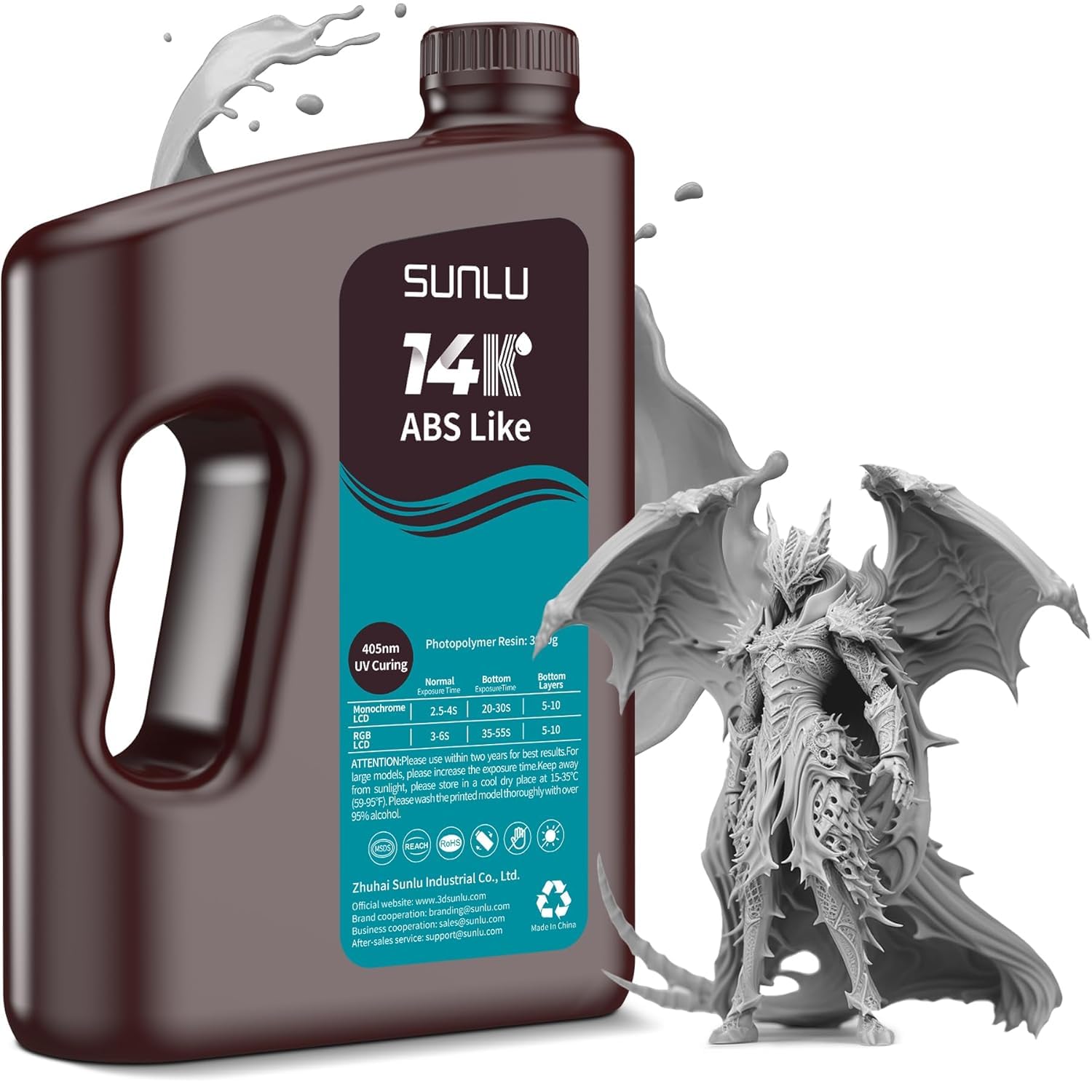 SUNLU 3D Printer Resin ABS 3kg 14K UV Photopolymer 405nm for Miniatures, High Precision Models, Smooth Matte Surface for Most LCD 3D Printers, 3000g, Grey-image-14