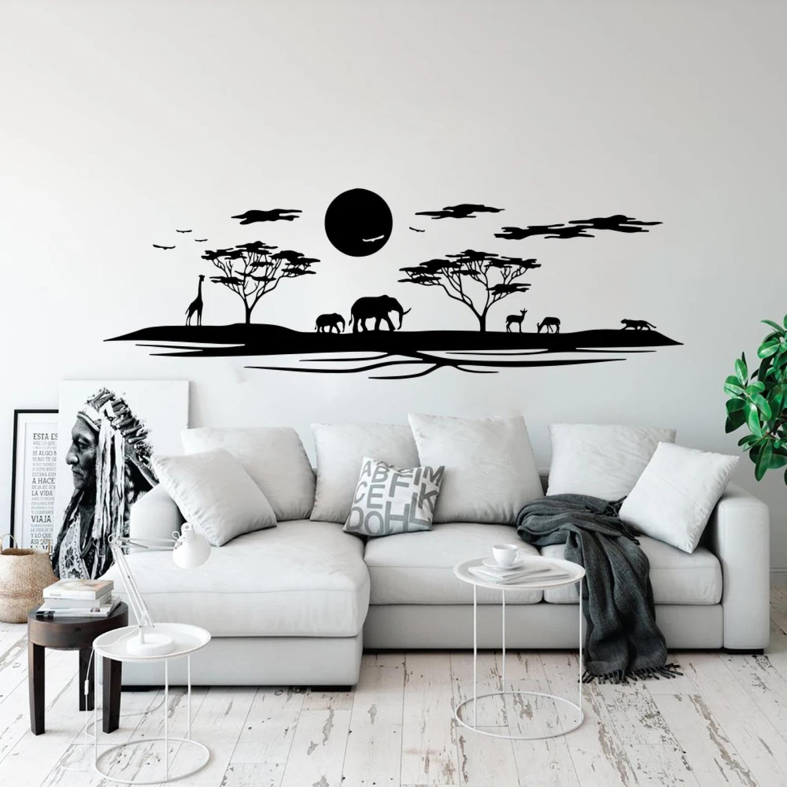 YOUOUSI Zoo Woodland Giraffe Elephant wall Decals Bedroom playroom Animal Jungle Animal Living Room Art Decals