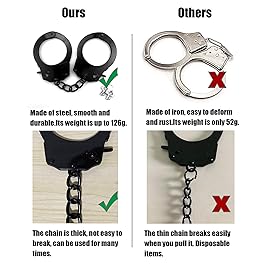 HOHAJIU Toy Handcuffs with Keys Metal Handcuffs Party Supplies Accessory Stage Party Props Pretend Play Handcuffs for Kids (Black)