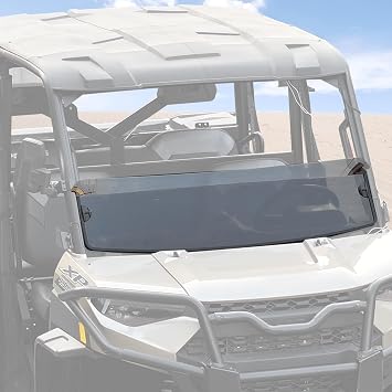 A & UTV PRO Front Tinted Half Windshield for Polaris Ranger XP 1000 / Crew / Diesel / XP 900 2017-2024, Hard Coated Vented Window Accessories, 250x Stronger Than Glass, Replace OEM # 2883301, 1PC