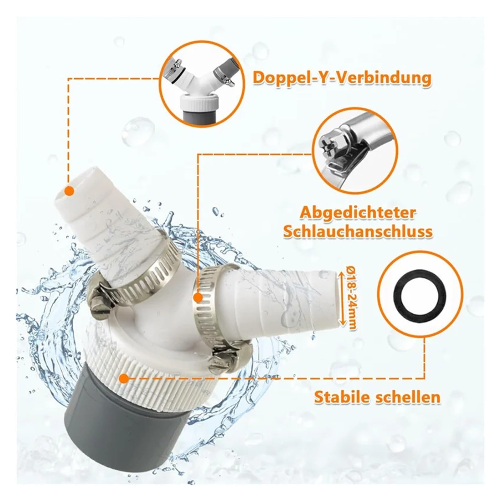 M02K-Convertidor Adaptador De Tubo En Forma De Y De Drenaje De Lavadora, 40 Mm, Las Principales Compatible con Lavadoras