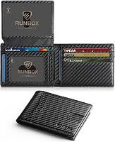 RUNBOX Slim RFID Leather Wallet for Men - 2 ID Windows, 15 Card Slots, RFID Blocking, Gift Box Included