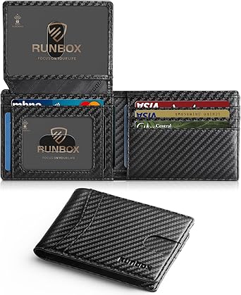 Wallet for Men Slim Rfid Leather 2 ID Window With Gift Box