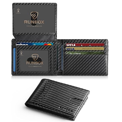 RUNBOX Wallet for Men Slim Rfid Leather 2 ID Window