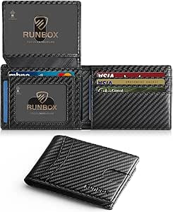 RUNBOX Men's Wallets Slim RFID Leather 2 ID Window