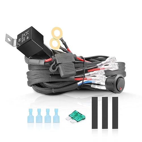 Miniatura 1 de AKD Part - Arnés de cableado de 2 cables, kit de arnés de cable para barra de luz LED, luces antiniebla con relé de 12 V, 40 A, fusible, interruptor