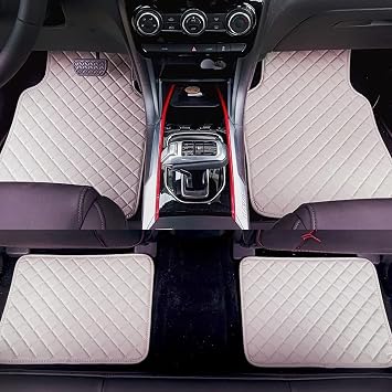 4pcs Car Leather Floor Mats for Renault Clio 4 2012-2019, Floor Liners Carpets Protectors Front Rear Carpet Mat Pad Waterproof Non Slip All Weather Protection Interior Accessories