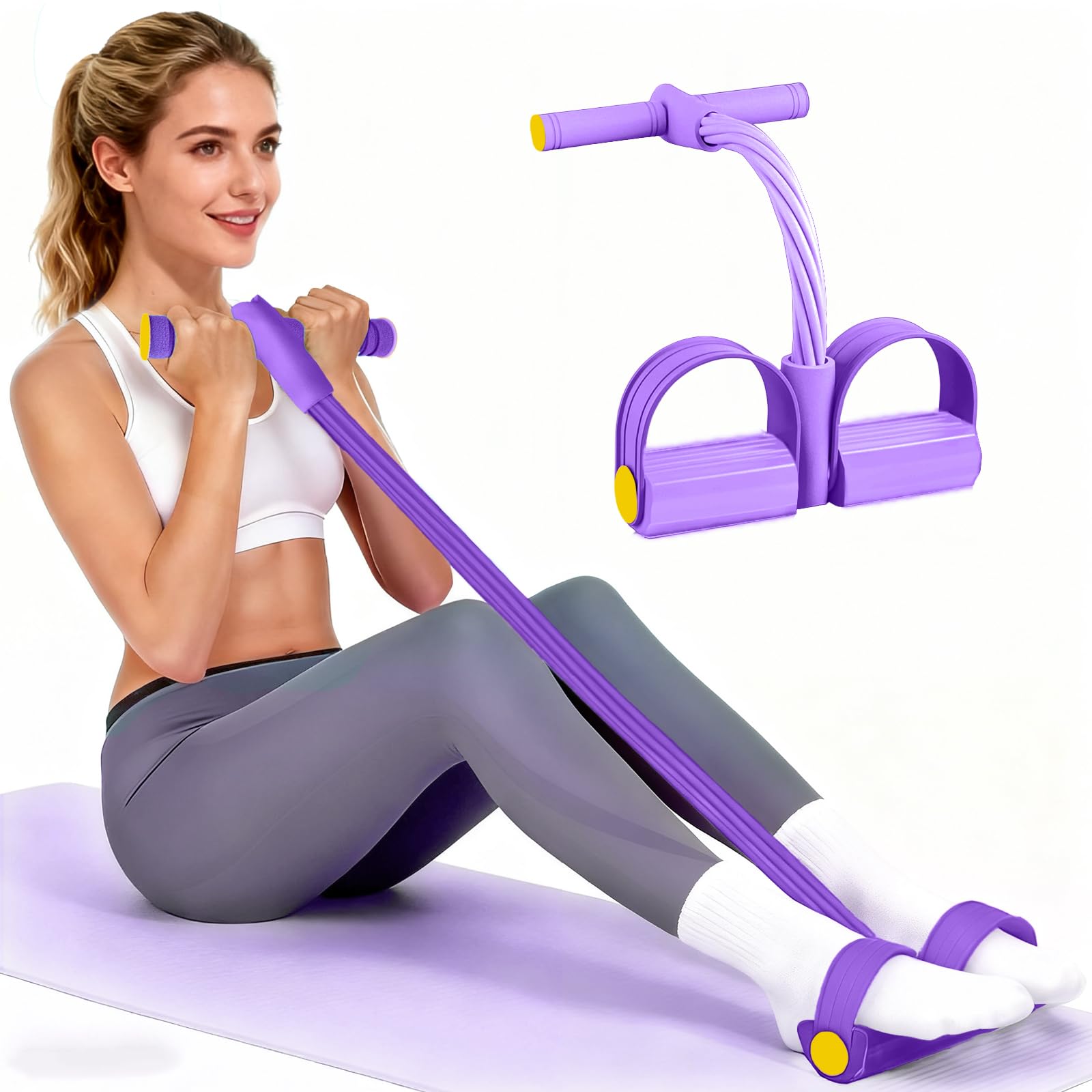 Pedal Resistance Bands with Handles, Durable 6-Tubes Multifunction Pedal Resistance Band, Natural Rubber Foot Pedal Resistance Bands, Fitness Resistance Bands for Abdomen, Waist, Arm, Leg — view 10