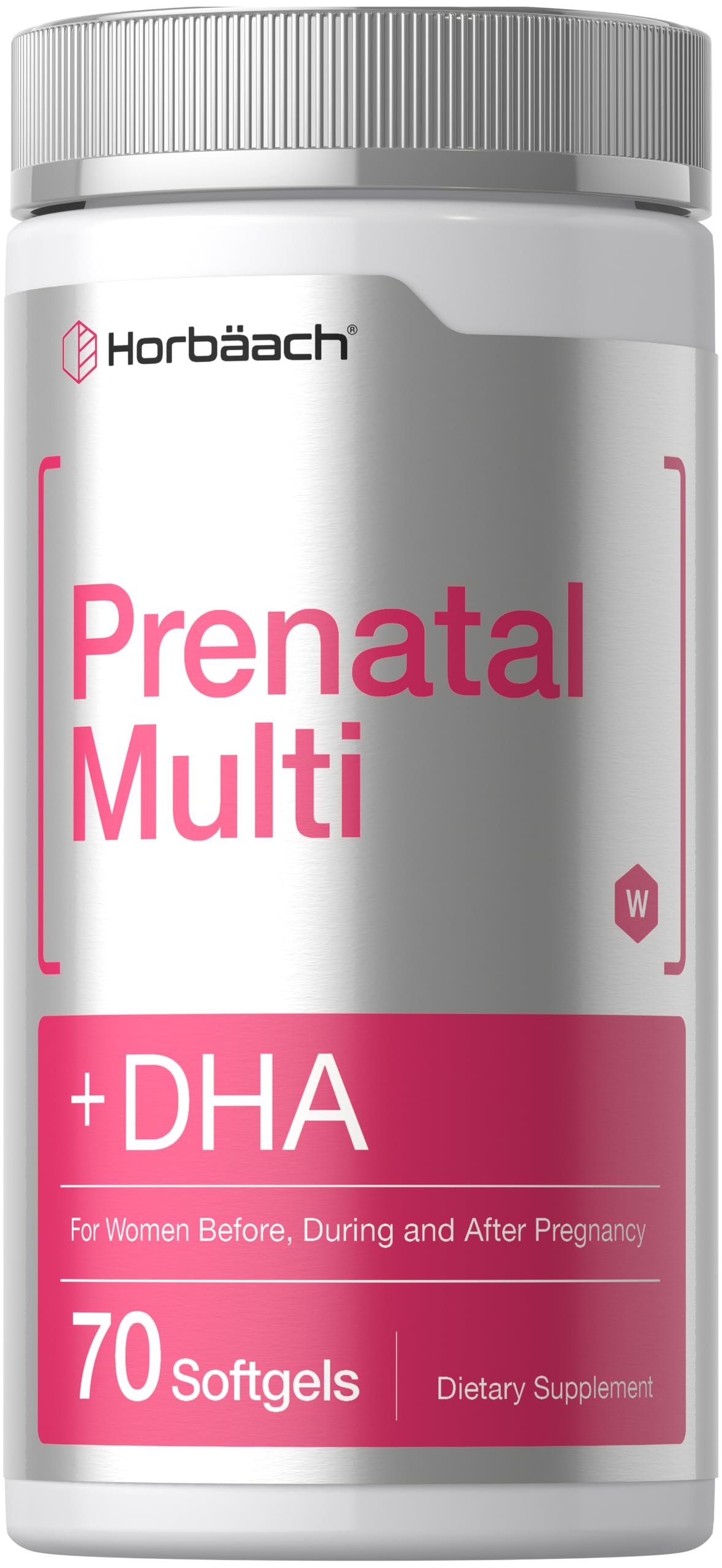 Horbäach Prenatal Multivitamin kobiet z DHA, Żelazo i Kwas foliowy 124; 70 Softgels 124; Non-GMO & Gluten Free