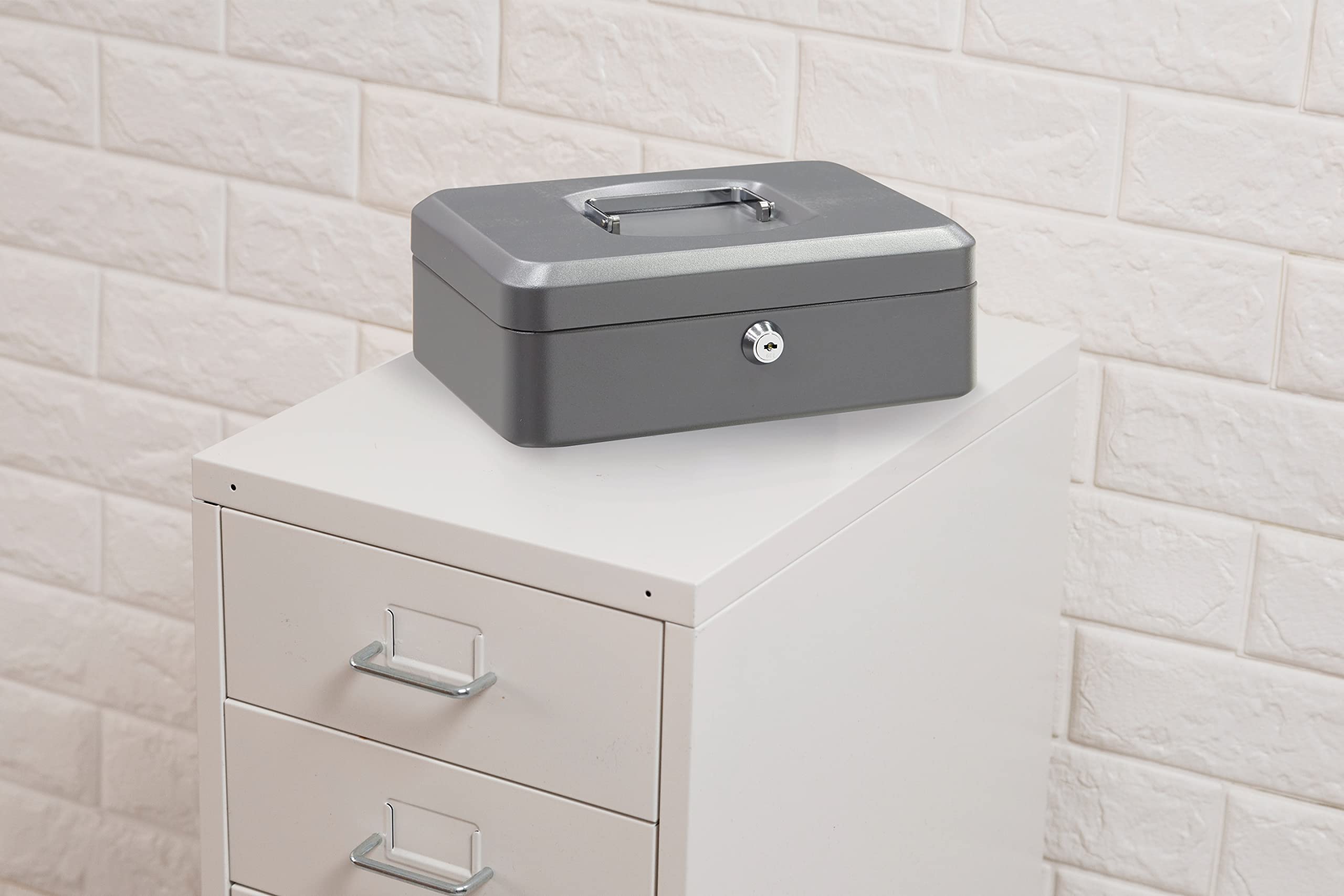 ARREGUI C9236 Coffre fort portatif caisse à monnaie acier 25 cm gris graphite